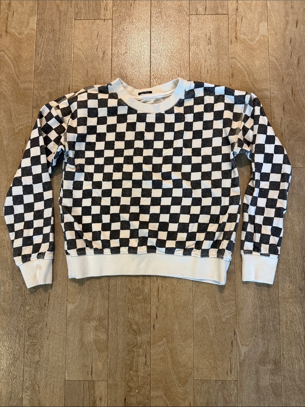 MOTHER Women’s Black & White Checkerboard Crewneck Sweater Sz. S